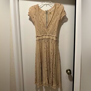 Moth by Anthropologie Crocheted Clouds Sweater Dress Cream Size Small